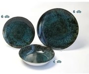 Set farfurii 801, 18 piese (6 plate, 6 adanci, 6 desert) verde inchis Perfect Home 13701