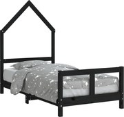vidaXL Cadru de pat pentru copii, negru, 80x160 cm, lemn masiv de pin
