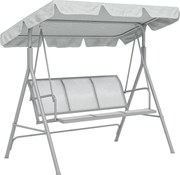 Balansoar de grădină 3 locuri Hollywoodschaukel cu acoperiș din metal gri+argintiu 170 x 110 x 153 cm | Aosom Romania