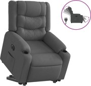 vidaXL Fotoliu electric rabatabil cu ridicare, gri închis, textil