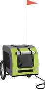 vidaXL Remorcă de bicicletă pentru câini verde&gri, textil oxford&fier
