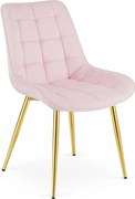 Scaun Bucatarie/Dining Joy Roz Deschis Catifea, Picioare Metalice, Finisaj Auriu