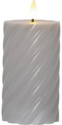 Lumânare din ceară gri cu LED Star Trading Flamme Swirl, înălțime 15 cm