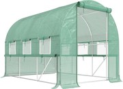 Outsunny Sera de Grădină Tip Tunel 3x2x2 m cu Ușă Rulabilă și 6 Ferestre cu Plasă, Sera pentru Grădină cu Structură din Oțel și Acoperire PE, pentru Legume, Flori, Fructe, Anti UV, Verde | Aosom Romania