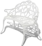 vidaXL Bancă de grădină, alb, 100 cm, aluminiu turnat