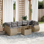 vidaXL Set canapele de grădină, 8 piese, cu perne, bej, poliratan