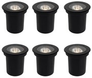 Set de 6 spoturi moderne de exterior pentru sol negru AR70 reglabile IP65 - Delux