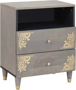 vidaXL Dulap de noapte Gri 50 x 33 x 62 cm Lemn de mango solid