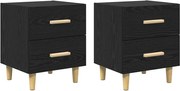 vidaXL Dulap de pat 2 pcs Stejar Negru 40 x 35 x 47.5cm Lemn compozit