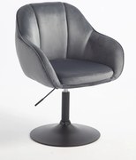 HR2055N Scaun Grafit din Catifea cu Bază Neagră