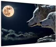 Tablou cu lupi în lună (90x60 cm)