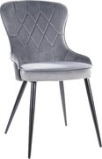 Scaun Lotus, gri/negru, stofa catifelata/metal, 52x45x91 cm