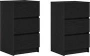 vidaXL Noptiere cu 3 sertare 2 buc Negru 39x35x65 cm