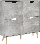HOMCOM Pantofar cu 4 Sertare Rabatabile pe 2 Niveluri pentru 16 Perechi de Pantofi, 95x26x95 cm, Gri | Aosom Romania