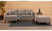 Canapea tip Coltar cu Taburet Bella Corner Sofa Left 2 - Cream