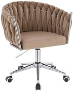 HR750K Scaun Latte din Catifea cu Bază Cromata