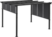 Outsunny Pergola de Exterior de 3 x 3,5 m cu Copertina Retractabila, Foisor de Gradina, Umbrar pentru Veranda, Terasa, Gri Inchis