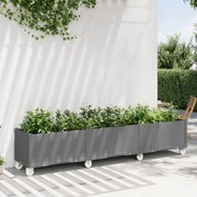 vidaXL Jardinieră de grădină cu picioare, gri deschis, 240x50x54cm, PP