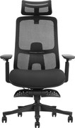 VANTIS PRO – Scaun Ergonomic Premium cu Spătar Înalt Regalbil pe înălțime în 5 poziții, Șezut glisant, Cotiere 3D, Suport pentru picioare, Mesh, Negru