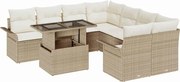 vidaXL Set de canapele pentru grădină cu pernă 9 pcs Bej Rattan poli