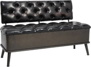 vidaXL Bancă de depozitare cu spătar, negru, 110 cm, piele ecologică