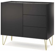 Comodă Harvest KSZ97 (grafit negru + Marmură black royal + auriu). 1048354