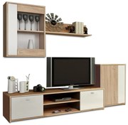 Set living 4 piese GENTA stejar sonoma-alb, 210/42/180 cm