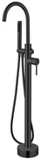Baterie pentru cada freestanding cu montaj pe pardoseala, alama, negru