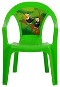 Scaun copii din plastic aditivat Novokids™ Jungle Paradise, pentru interior si exterior, 30x37x51 cm, scaunel copii, rezistent la apa, Verde