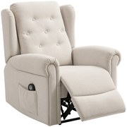 HOMCOM Fotoliu relax electric cu masaj și încălzire, cu spătar și suport pentru picioare reglabil manual, buzunar lateral, bej | Aosom Romania