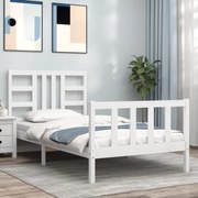 vidaXL Cadru pat fără saltea, alb, 100x200 cm, lemn masiv pin