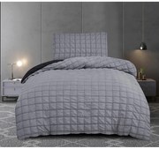 Lenjerie de pat neagră/gri din țesătură crep pentru pat de o persoană 140x200 cm Naomi – My House