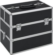 vidaXL Casetă de cosmetice, negru, 37 x 24 x 35 cm, aluminiu