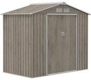 Outsunny Căsuță de Grădină pentru Unelte cu Orificii de Aerisire și Dublă Ușă Culisantă cu Blocare, 213x130x185 cm, Maro | Aosom Romania