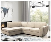 Colțar extensibil în L SERPA, cu ladă de depozitare, variantă stânga, bej