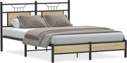 vidaXL Cadru pat fără saltea, stejar sonoma 137x190 cm lemn prelucrat