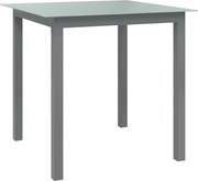 vidaXL Masă de grădină, gri deschis, 80x80x74 cm, aluminiu și sticlă