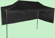 Pavilion de grădină 3x6m – din oțel, Negru, 2 pereţi laterali