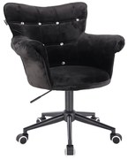 HR804CK Scaun Catifea Neagră cu Bază Neagră