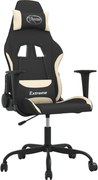 vidaXL Scaun de gaming cu masaj, negru și crem, material textil