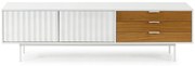 Comodă TV albă/în culoare naturală cu aspect de lemn de stejar 180x52 cm Sierra – Teulat