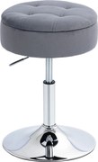 HOMCOM Round Bar Stool, Height Adjustable Swivel Pub Chair with Storage and Metal Base, Backless Tufted Makeup Stool for Breakfast Counter, Kitchen Island, Bedroom, Living Room, Grey | Aosom Romania