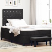 vidaXL Pat cu arcuri cu saltea cu headboard Negru 120 x 200 cm Catifea
