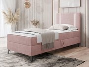 Pat de o persoană 80 cm Hebara 1 (Roz) (cu somieră și saltea) (cu sp. depozitare) (S). 1103559