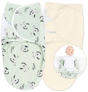 Set 2 sisteme de infasat reglabile din bumbac cu maneci 0-3 luni Kidizi Upgraded Zebra, 0.5 tog
