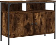 vidaXL Dulap chiuvetă baie, stejar fumuriu, 80x30x60 cm lemn prelucrat