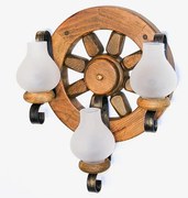 Aplica de perete rustica fabricata manual din lemn Roata WOOD-RO-AP3