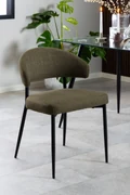 MAZZONI EXPORT IRIS Verde Măsliniu (material Basel 77) - SCAUN MODERN TAPIȚAT CU ȚESĂTURĂ ÎMPLETITĂ PENTRU SALON/SUFRAGERIE LOFT