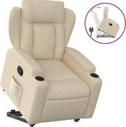 vidaXL Fotoliu rabatabil cu ridicare pe verticală, crem, textil