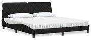 vidaXL Pat cu saltea, negru, 180x200 cm, catifea